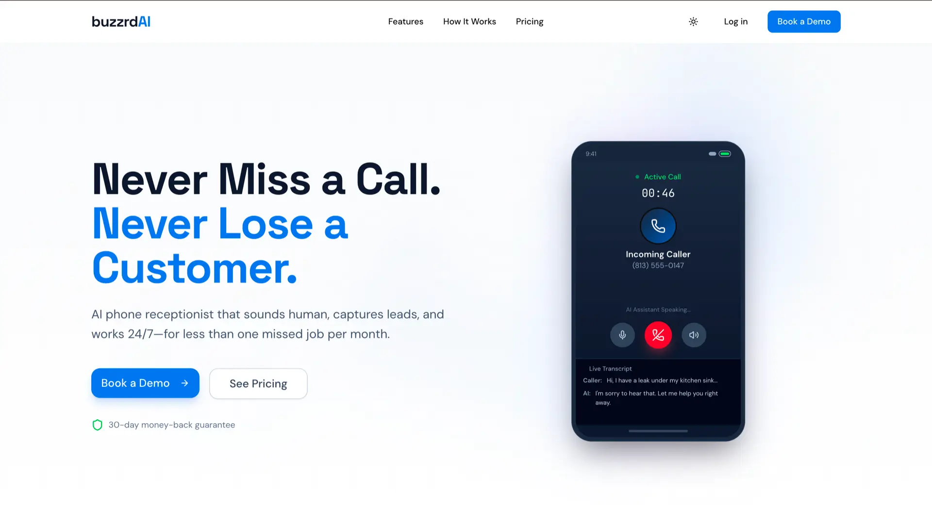 BuzzrdAI phone answering